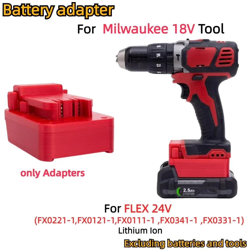 

Battery Adapter/Converter for FLEX 24V Li-ion Battery TO Milwaukee 18V Series Cordless Power Tools Accessory(Only Adapter)