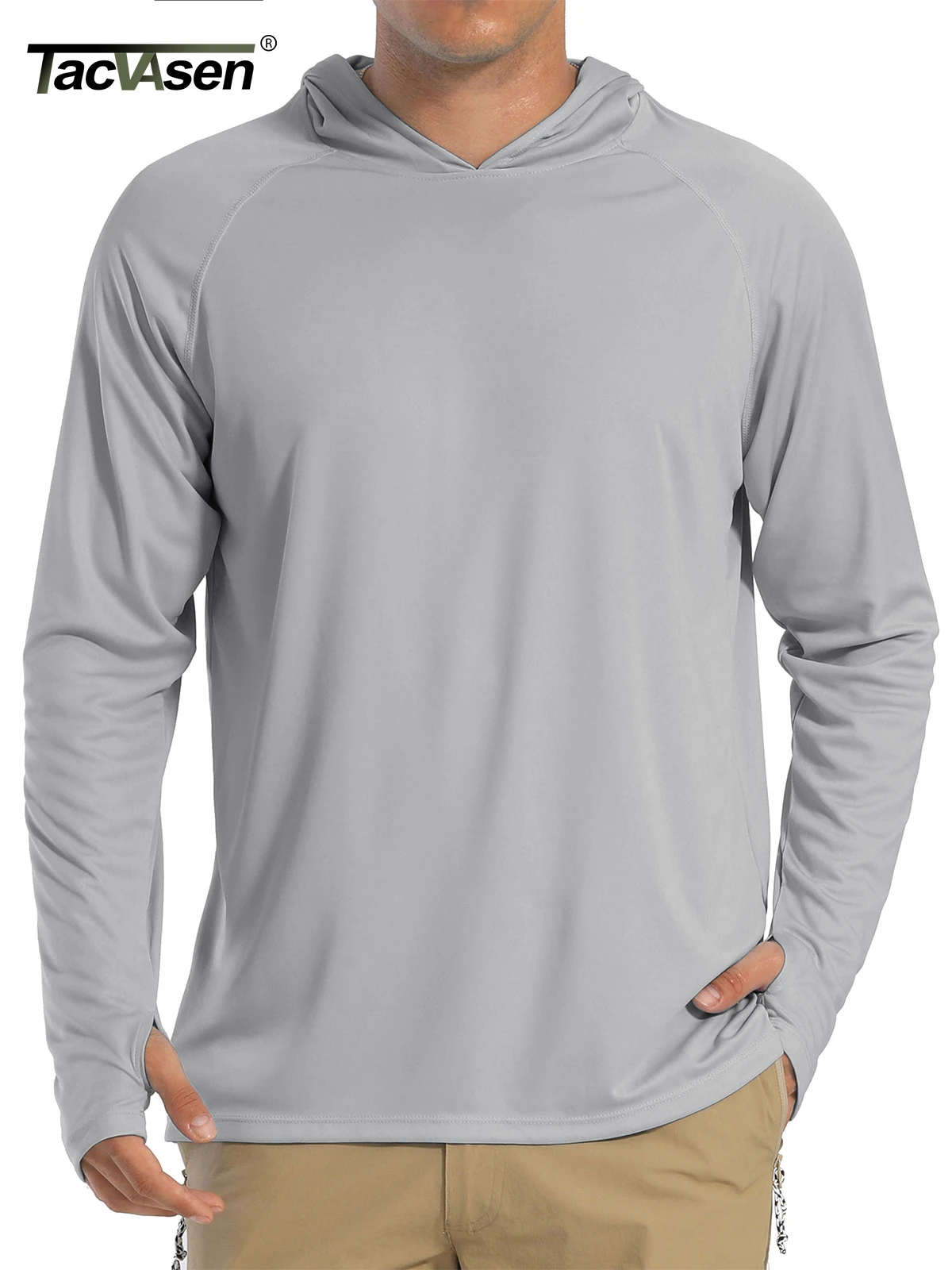 Men's UPF 50+ Sun Protection Hoodie Long Sleeve Quick Dry Breathable Rash Guard Thumbhole Shirt for Fishing Hiking Running