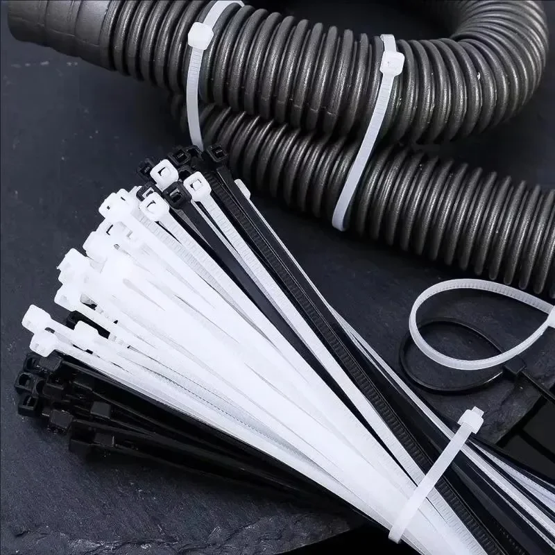 500-100Pcs Cable Tie Cable Binder Plastic Ties Outdoor Resistant Zip Ties Multi-Purpose Self-Locking Wraps Management Bundles
