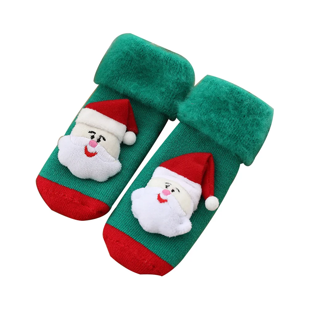 

1 Christmas Socks Autumn Winter Thickened Warm Stockings Santa Claus Pattern Socks for Children Kids