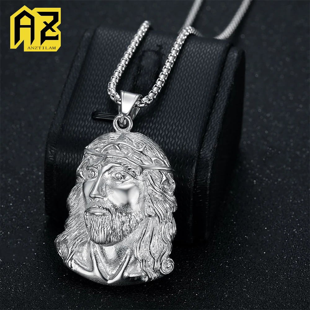 

Anztilam Shine Иисус, не выцветает, кулон со льдом из нержавеющей стали 316L с длинной цепочкой NK, ожерелья для женщин, ювелирные изделия в стиле хип-хоп