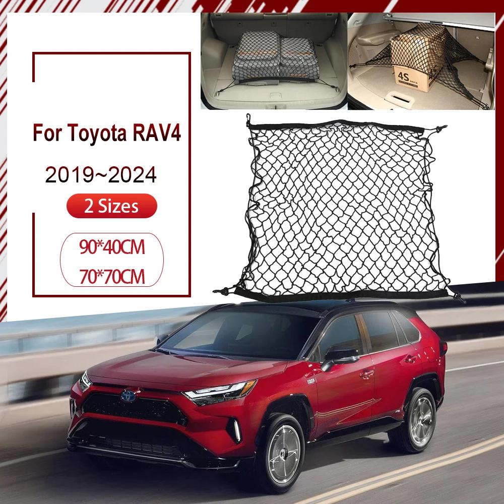 Car Trunk Net For Toyota RAV4 Suzuki Across XA50 2019 2020 2021 2022 2023 2024 Luggage Organizer Storage Bag Elastic Accessories