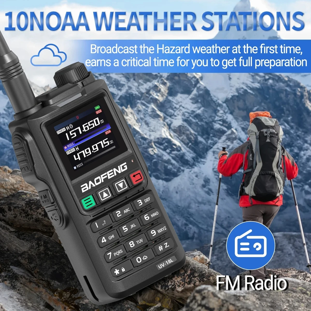 Baofeng UV-18L Walkie Talkie 5W 4 Bandas Frequência de cópia sem fio Tipo-C VHF UHF para UV-5R Ham Rádio em dois sentidos