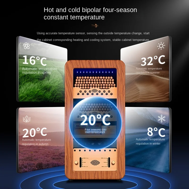 Constant temperature and humidity cigar cabinet cedar wood shelf compressor temperature control fashion arc home silent