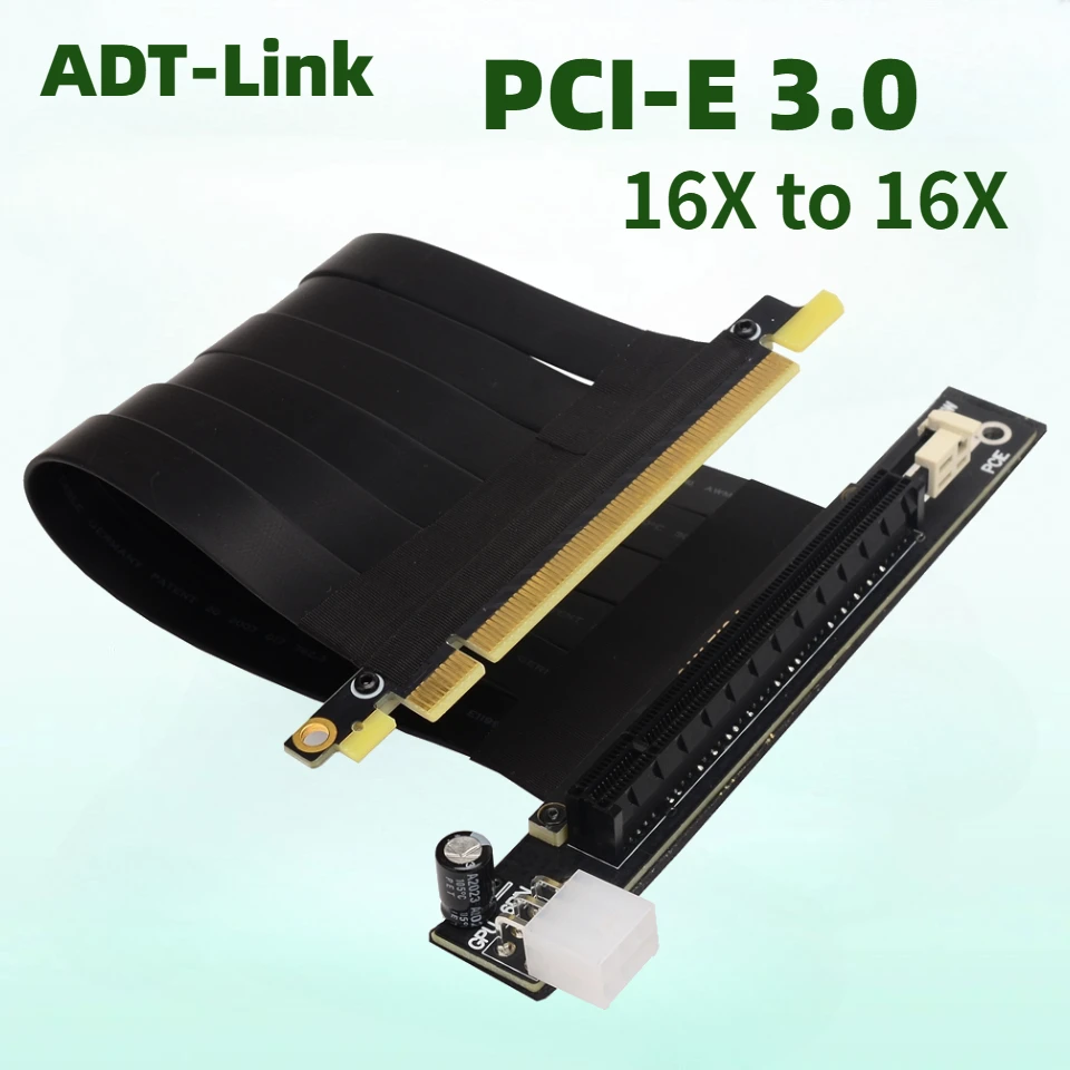 10-60CM Mining PCI-E X16 to 16X Gen3.0 Graphics Riser Extension Cable w 6Pin Power Supply for RTX3060 X99 Server CPU Motherboard