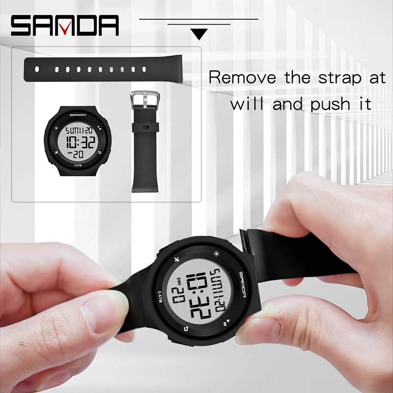 SANDA Outdoor Climbing Men Analog Digital Military Sport 50m Waterproof Wrist Watch Sport Timing Watch LED Electronic Watch