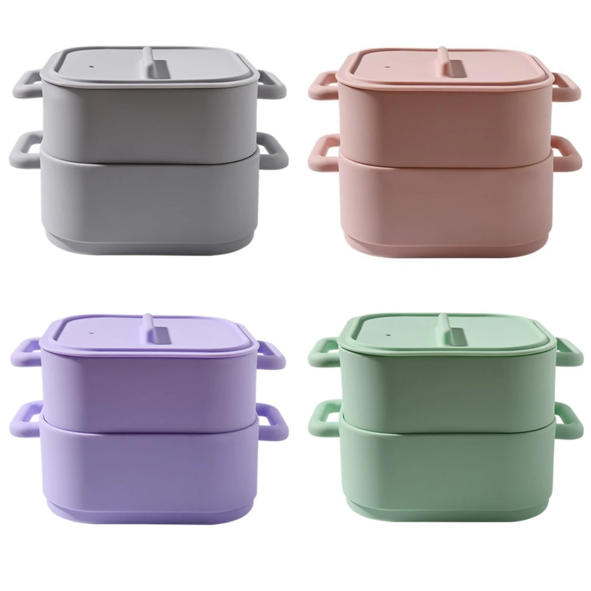 

2PCS Silicone Microwave Steamer Cooker Mixing Bowls Food Storage Container Cookware Parts Intimate Handle Design 22x17x14cm