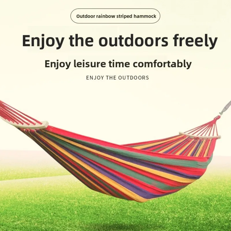 

Outdoor Single & Double Canvas Hammock, Anti Rollover Swing Hammock, Durable Camping Hammock for Outdoor Camping Hiking Travel