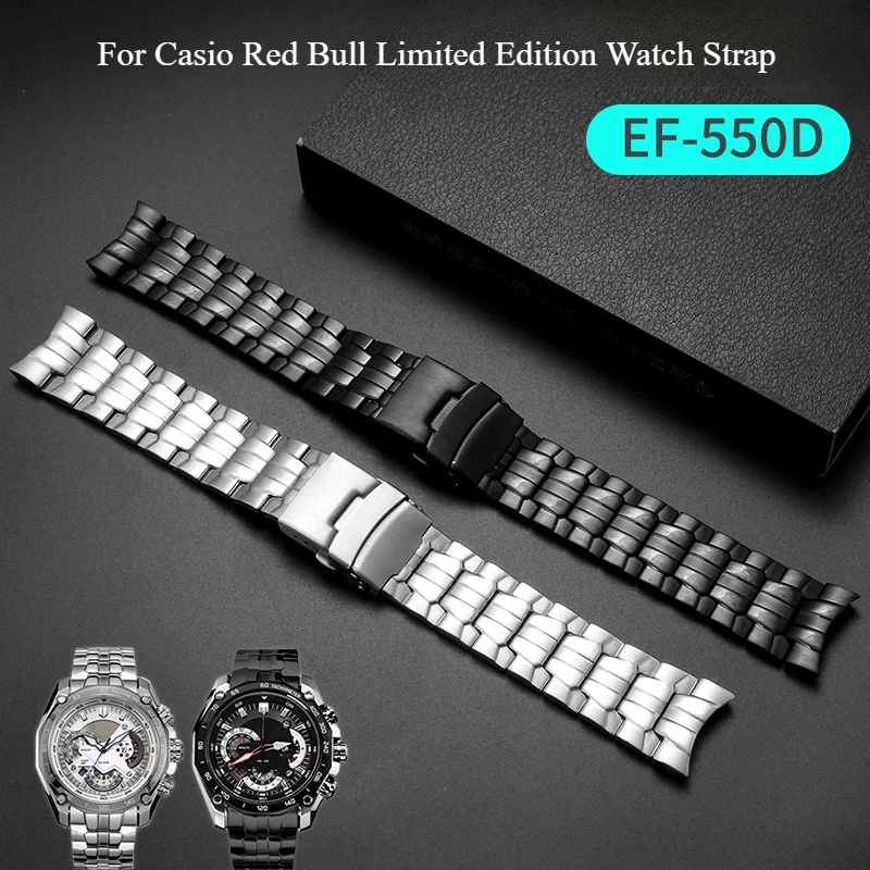 Для Casio Red Bull Limited Edition ремешок для часов с твердой стальной пряжкой специальный интерфейс 22 мм прочный ремешок из нержавеющей стали черный