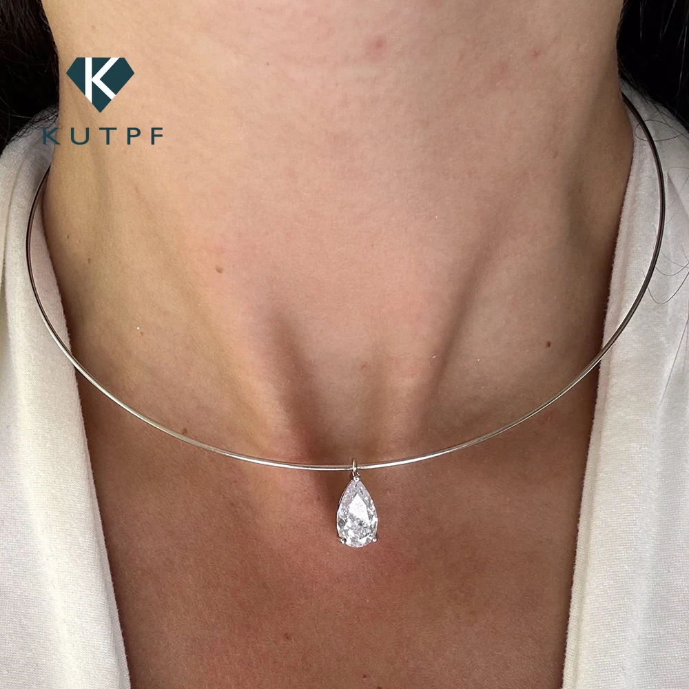 

Ожерелье с подвеской в форме груши из муассанита и бриллианта 1,8 карата, стерлинговое серебро 925 пробы, ожерелья в форме капли воды, колье для женщин