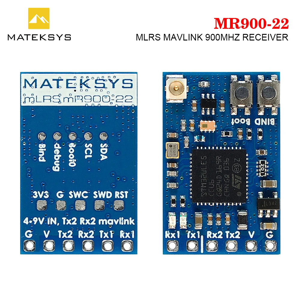 MATEKSYS MLRS MAVLINK 900MHZ RECEIVER, MR900-22 900 MHz LoRa, 22 DBm RF Power 4-9V for Long Range RC FPV Drone