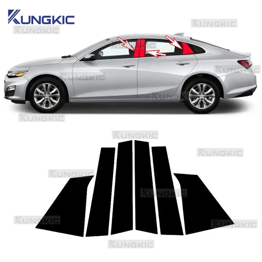 

6pcs for Chevrolet Malibu XL 2016 2017-2022 Car Window Center Pillar B Pillar C Pillar Anti-scratch Black PET Protective Sticker