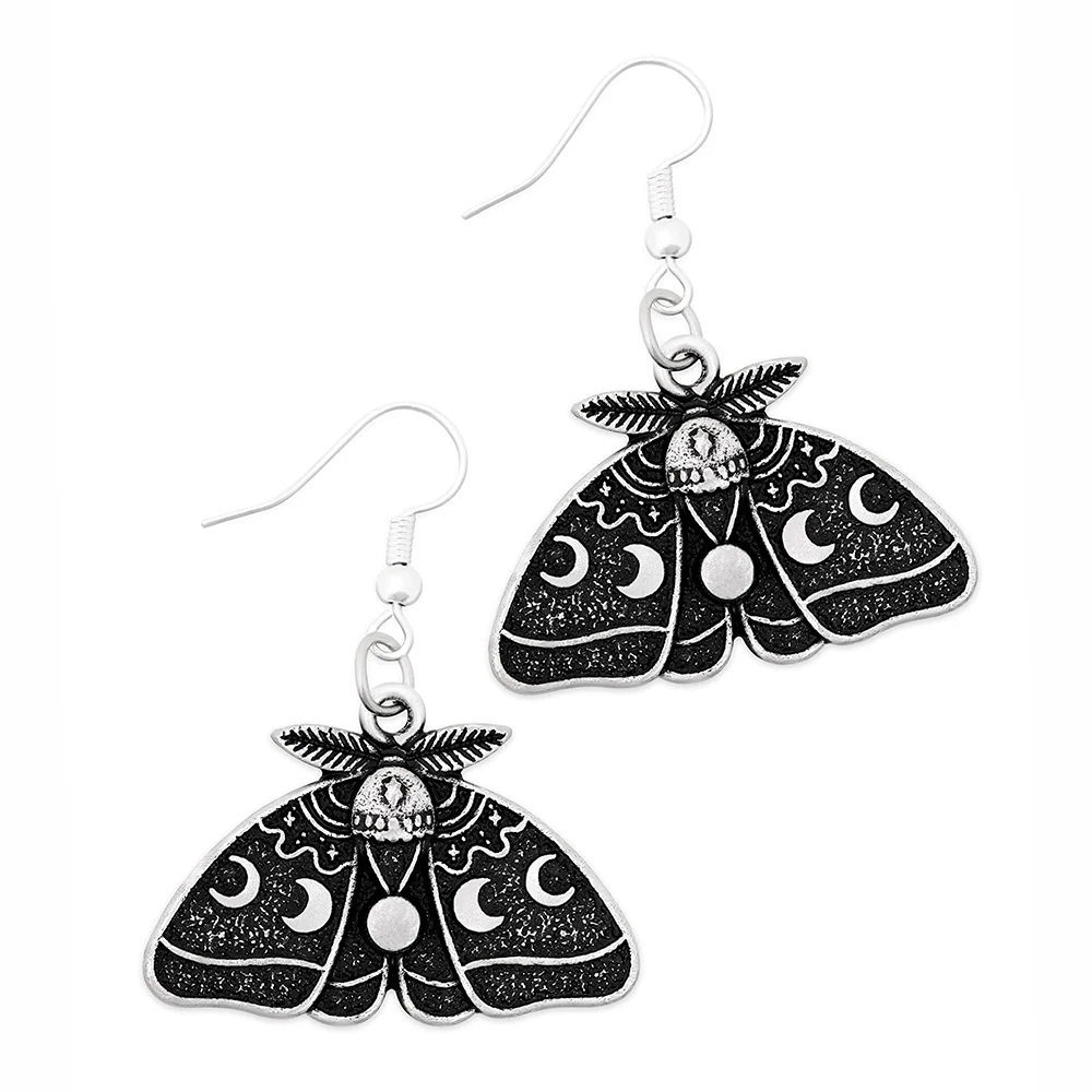 Vintage Moths Pendants Earrings Hooks Halloween Classic Elements Fashion Accessories Women Autumn Jewellery Gifts for Friends