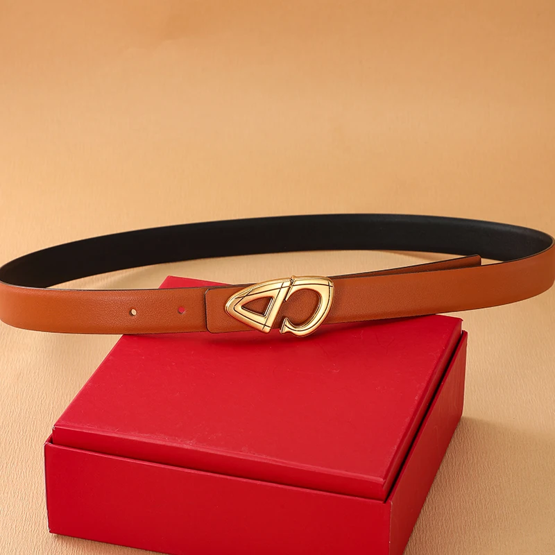 Nuova cintura da donna da 2,5 cm Cintura formale da donna in vera pelle Cintura con fibbia in metallo di alta qualità per jeans da donna