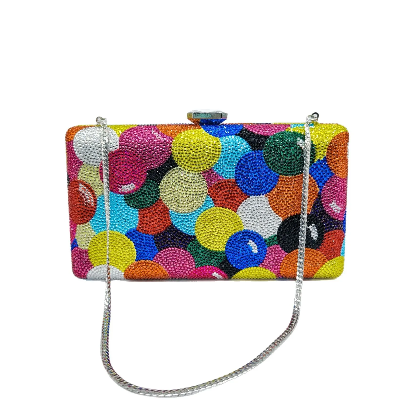 

Crystal Women Diamond-encrusted Dinner Bag Colorful Bubbles Full Of Diamonds Banquet Women's Bag Ladies Cosmetic Pouch Organizer
