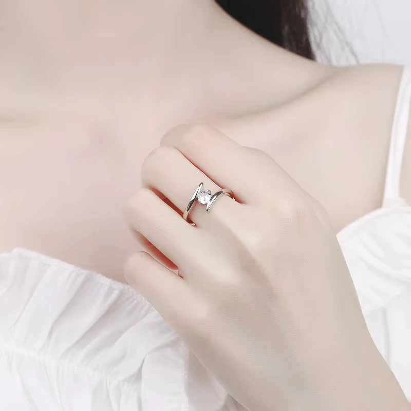925 Sterling Silver Ring Simple Generous Zircon Luxury High Quality For Women Rings Wedding Fine Jewelry Accessories Party Gift