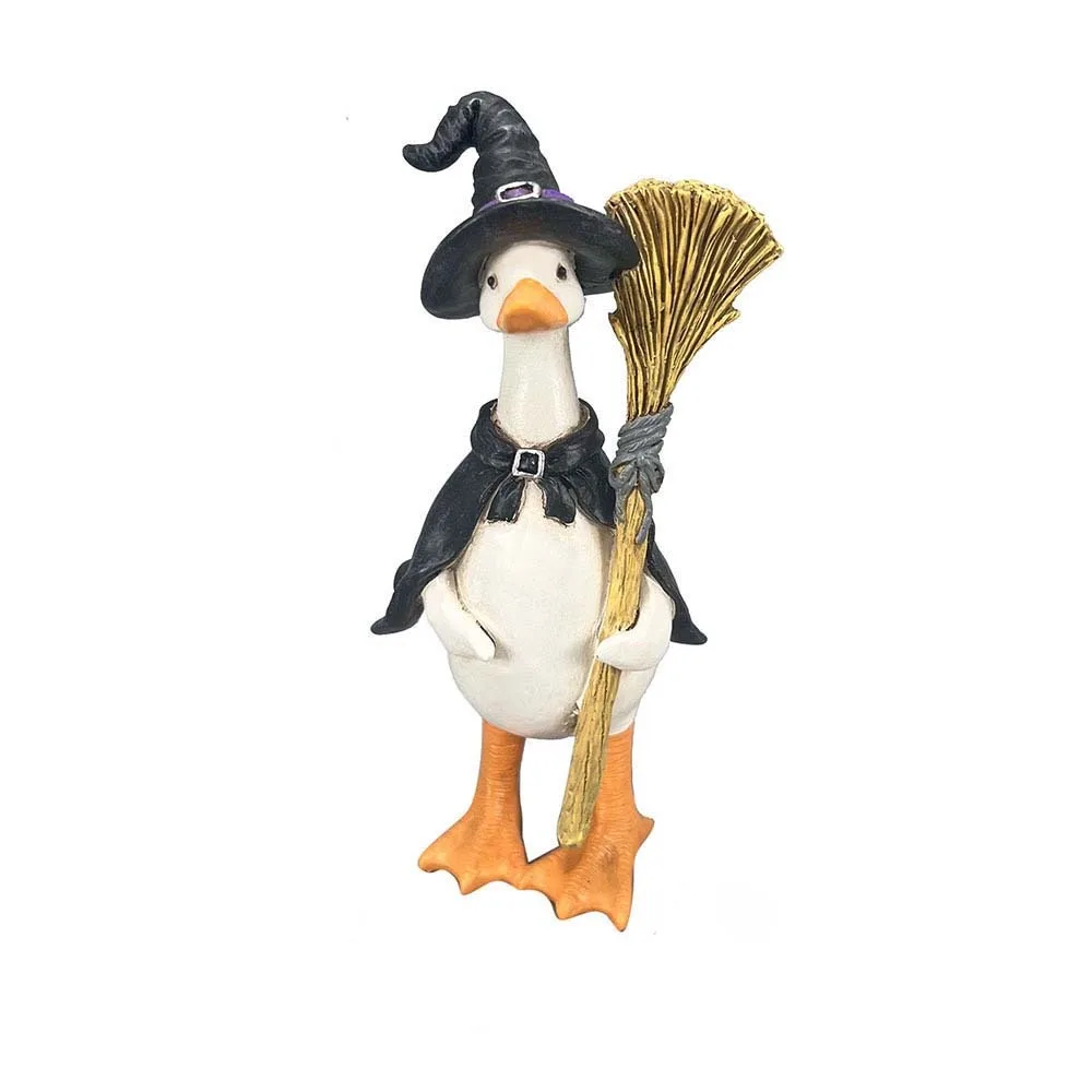 Creative Halloween Duck Figurine Waterproof Vivid 3D Resin Goose Statue Compact Size Cute Style Ghost Pumpkin Sculpture