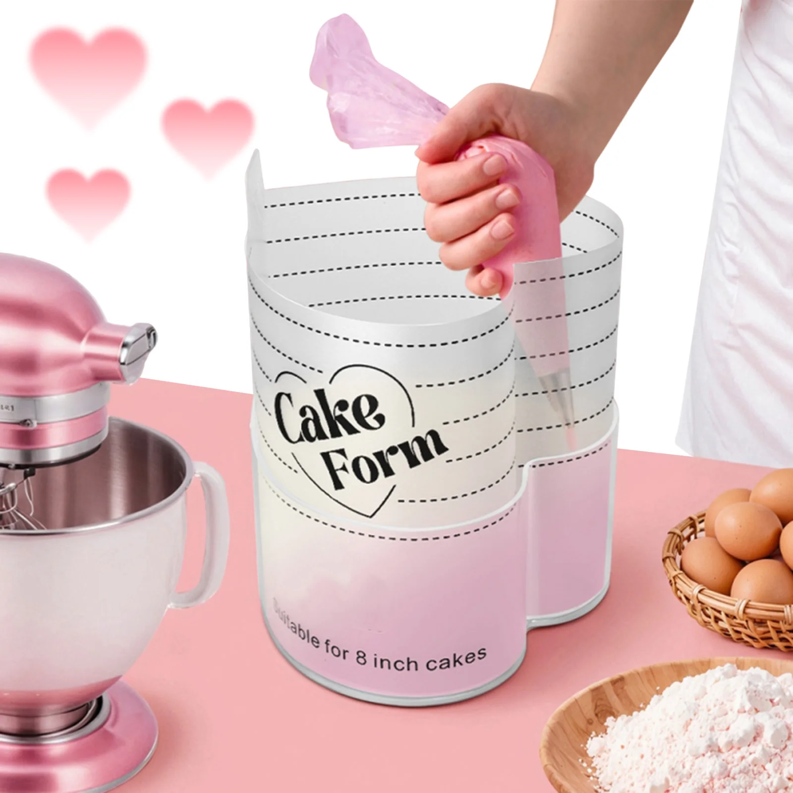 

Heart Shaped Mousse Baking Mould Adjustable Heart Shaped Cake Ring Mould for Cooking Desserts