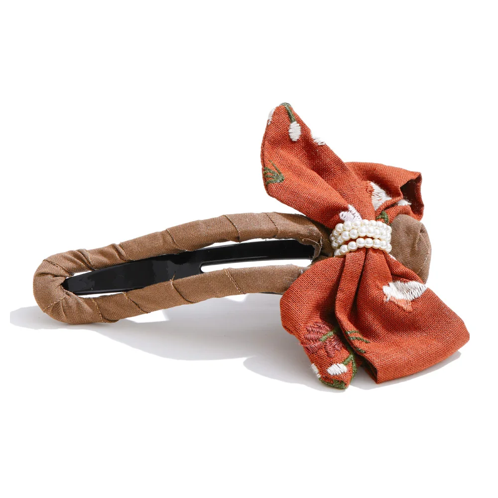 Yhpup chegadas doce impresso bowknot bandana grampos de cabelo para mulheres na moda acessórios para o cabelo atacado