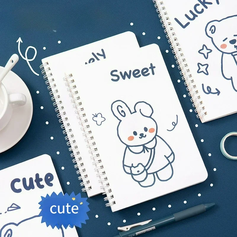 Random Style A5 Coil Mini Notebook, Cute Daily Diary, Student School Stationery, Office Notebook