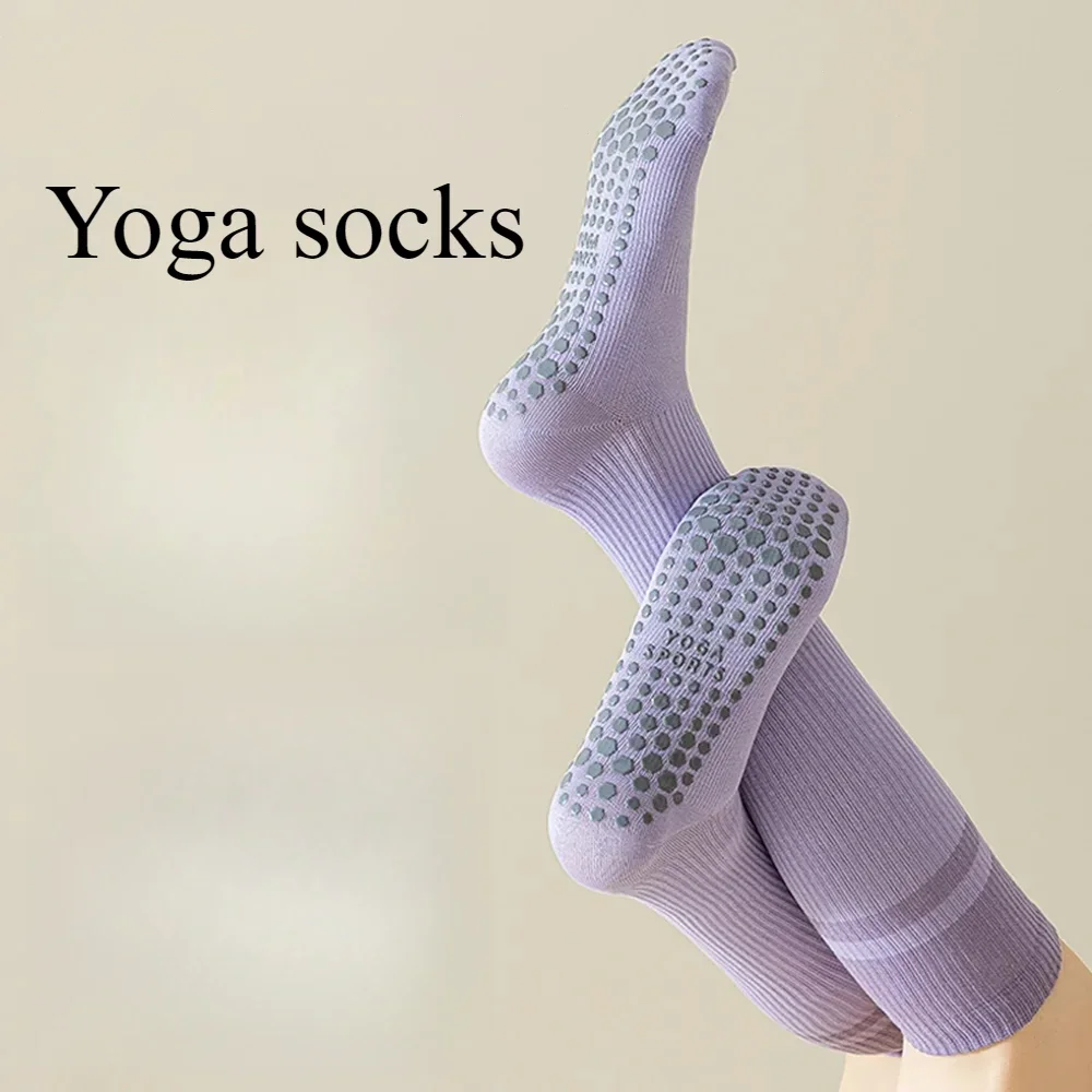 

Женские носки для йоги, чулки, силиконовые нескользящие профессиональные носки для пилатеса, соответствующие цветам, спортивные носки для фитнеса и танцев в помещении носки