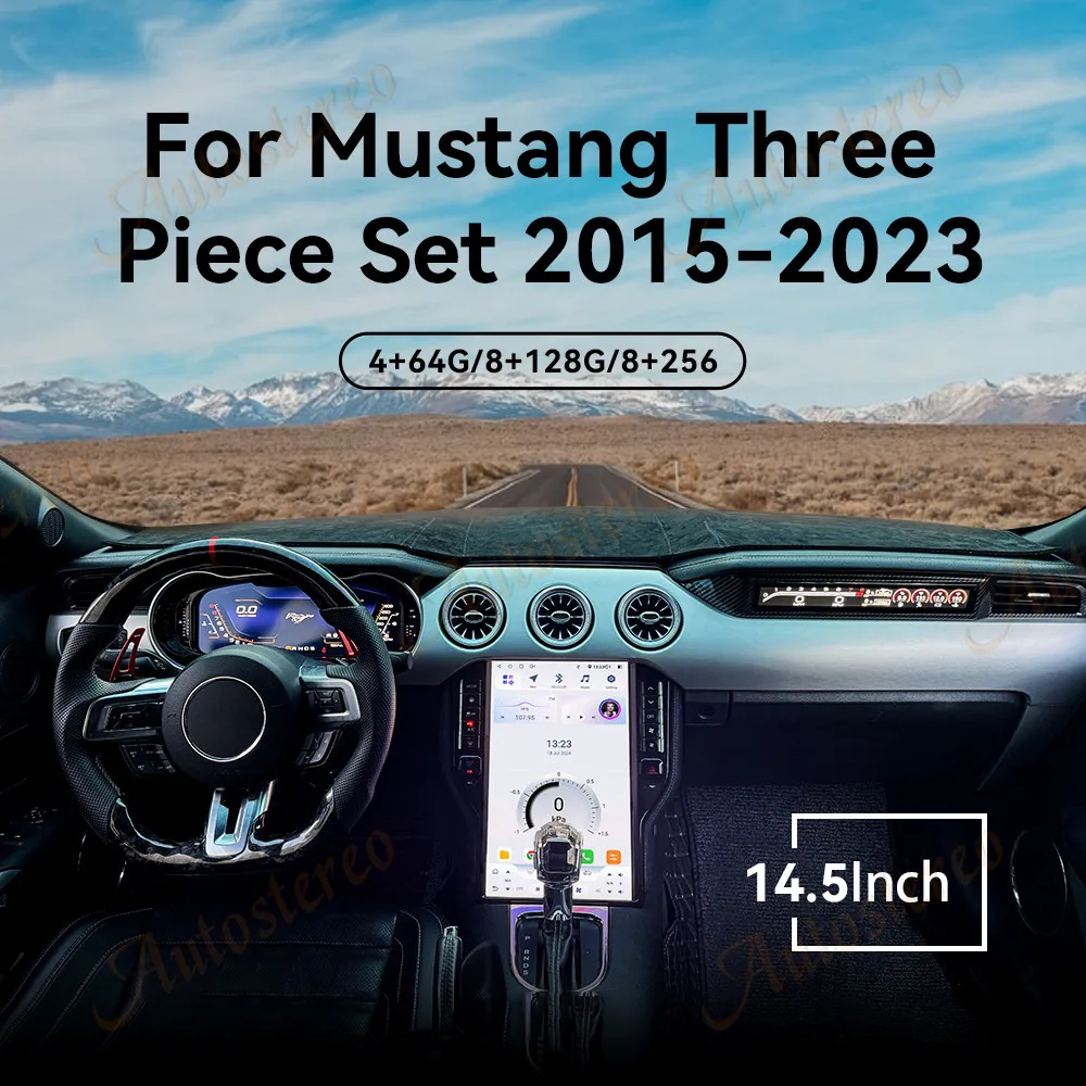 14.5 Carplay Android 15 For Ford Mustang 2015-2023 Car Multimedia Player GPS Tesla Screen Head Unit Odometer Digital Cluster LED