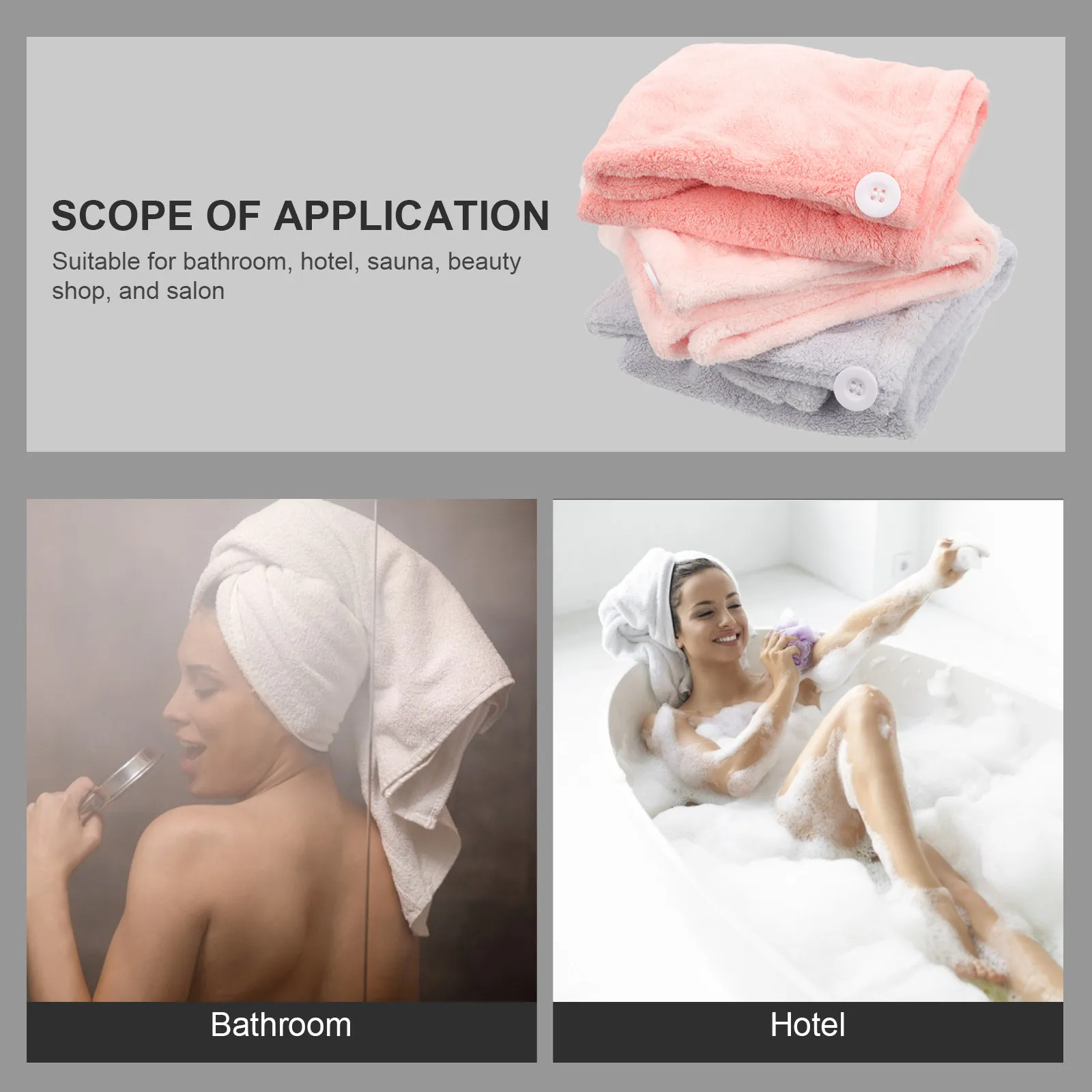 3Pcs Hair Drying Cap Coral Fleece Thickened Absorbent Shower Bath Travel Supplies for Women Girls Hair Drying Cap