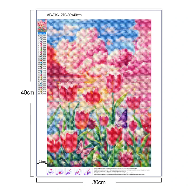 AB Diamond Painting Flower Tulip Diamond Mosaic Embroidery Cross Stitch DIY Beautiful Landscape Home Decoration Gift New Product