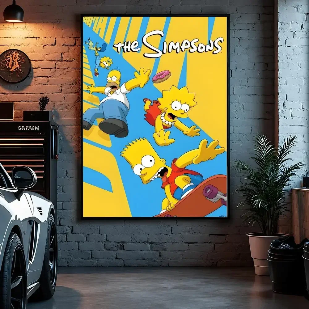 Animation Comedy T-The Simpsons Poster Self Adhesive Art Poster Bedroom Dorm Gaming Room Decor Gift