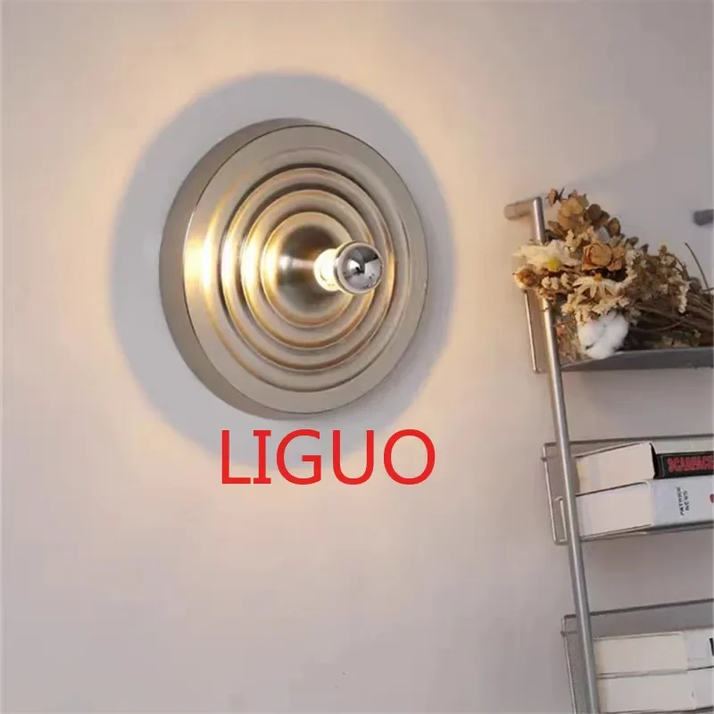 

Nordic chrome wall light Background Decorations e27 lamp Living Room Bauhaus minimalist lamp Aisle bedroom night stand light