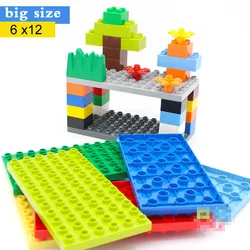 Blocos de Construção Baseplates para Tijolos Grandes, Montagem de Placa, Placa Base, Compatível com Lego Duplo, 6x12Dots