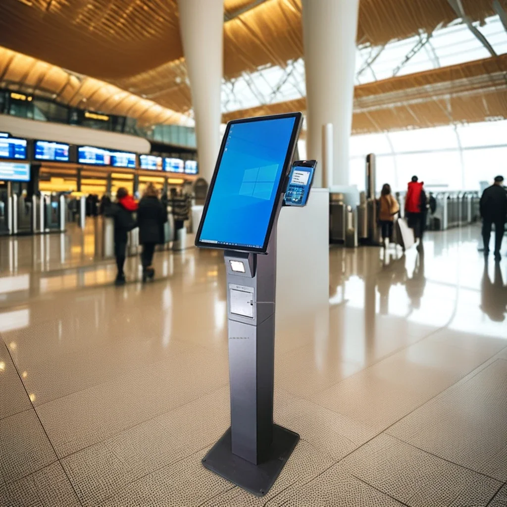 Touch screen information kiosk queue management machine ticket vending machine terminal bill cash payment method