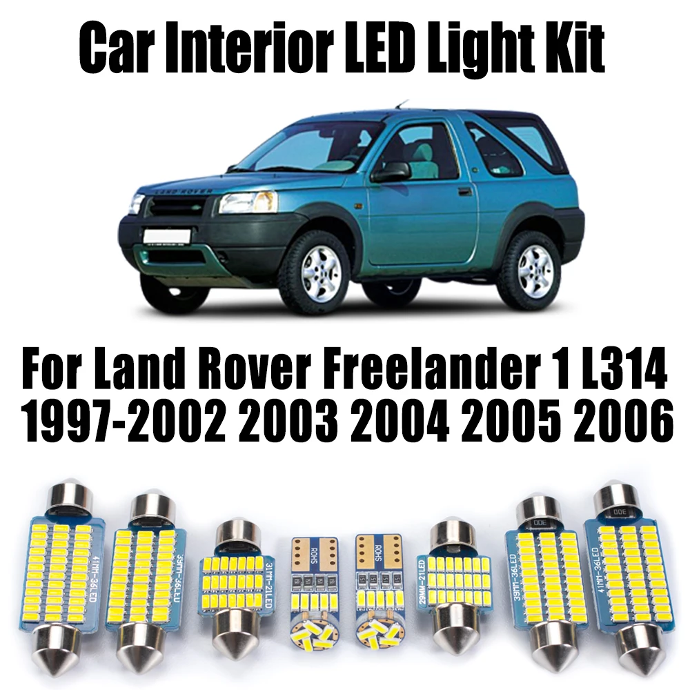 

12 шт. для Land Rover Freelander 1 L314 1997-2004 2005 2006 Canbus светодиодный внутренний светильник с куполом для чтения багажника, комплект автомобильных аксессуаров
