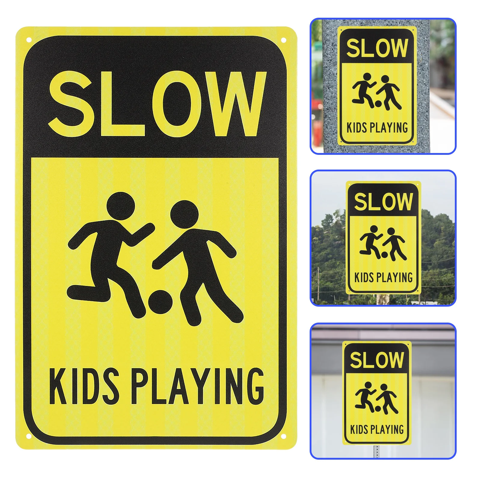 لافتة شارع حديدية تبطئ علامة طريق اللعب تحذير معدني قوي مقاوم للطقس آمن مفيد علامات شارع مريحة