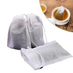 50Pcs Disposable Teabags Non-Woven Fabric Tea Filter Bag for Spice Tea Infuser with Draw String Filter Paper for Herb Loose Tea