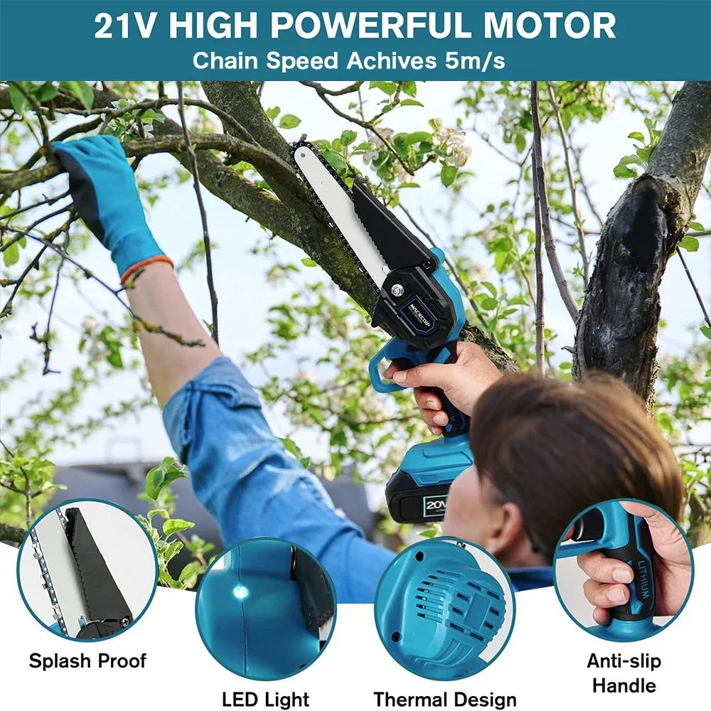 4 Inch/6 Inch Mini Electric Saw Chainsaw Fruit Tree Woodworking Garden Tools Hand Held Wood Cutters  For Makiita 18V Battery