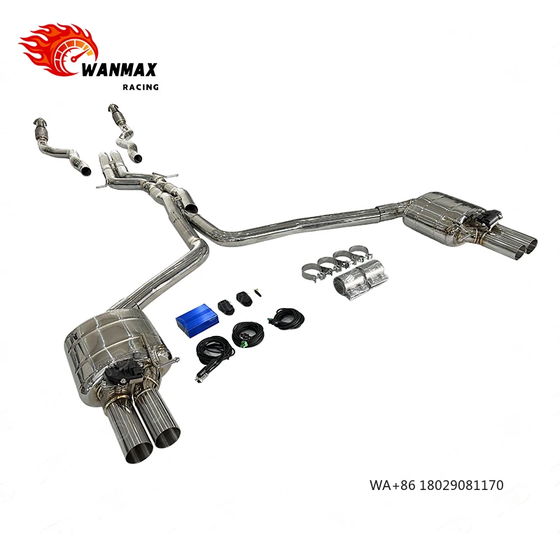 

High Performance Polished Stainless Exhaust System for C7 RS6/RS7, Front to Rear with Electronic Valve Control, In Stock