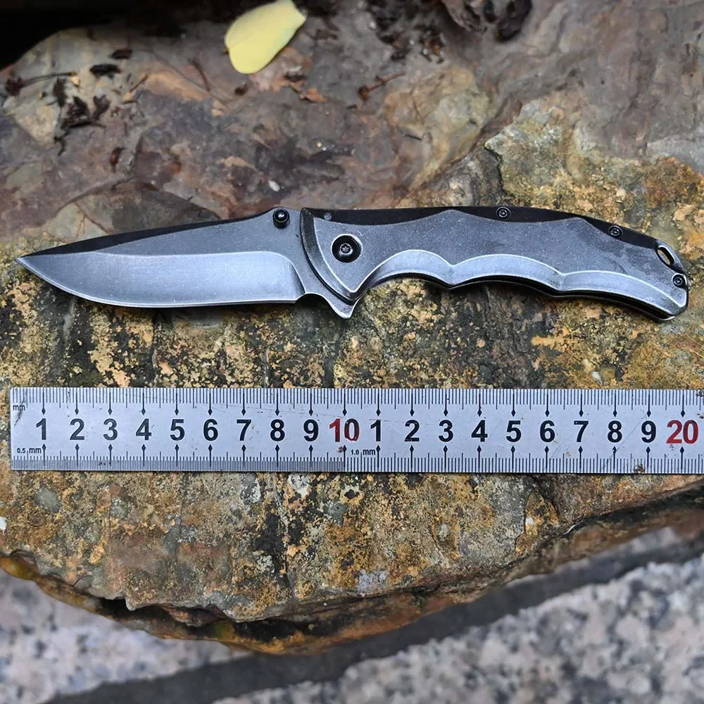 

Stone Wash Folding Blade Knife - Tactical Utility Outdoor Camping Hunting Knifes - Stainless Steel Handle