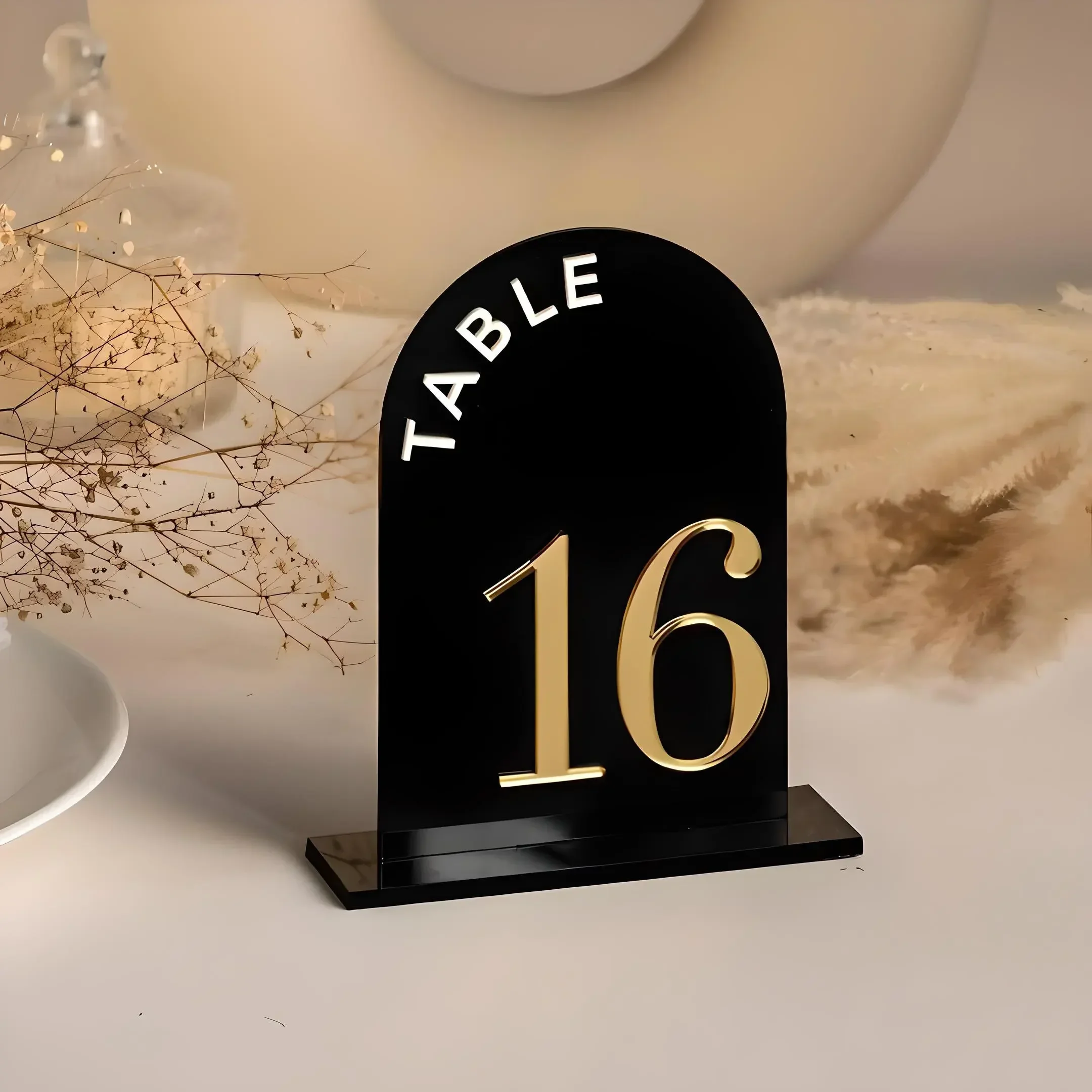 White Acrylic Table Numbers Arched Wedding Table Number Modern Wedding Decor