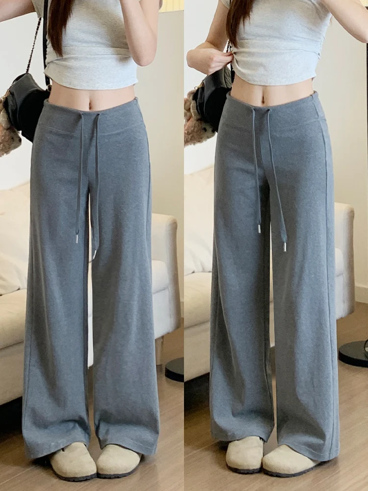 

Серые спортивные брюки с высокой талией и прямыми штанинами, женские повседневные брюки, весна-лето-осень, новинка, облегающие широкие брюки-джоггеры