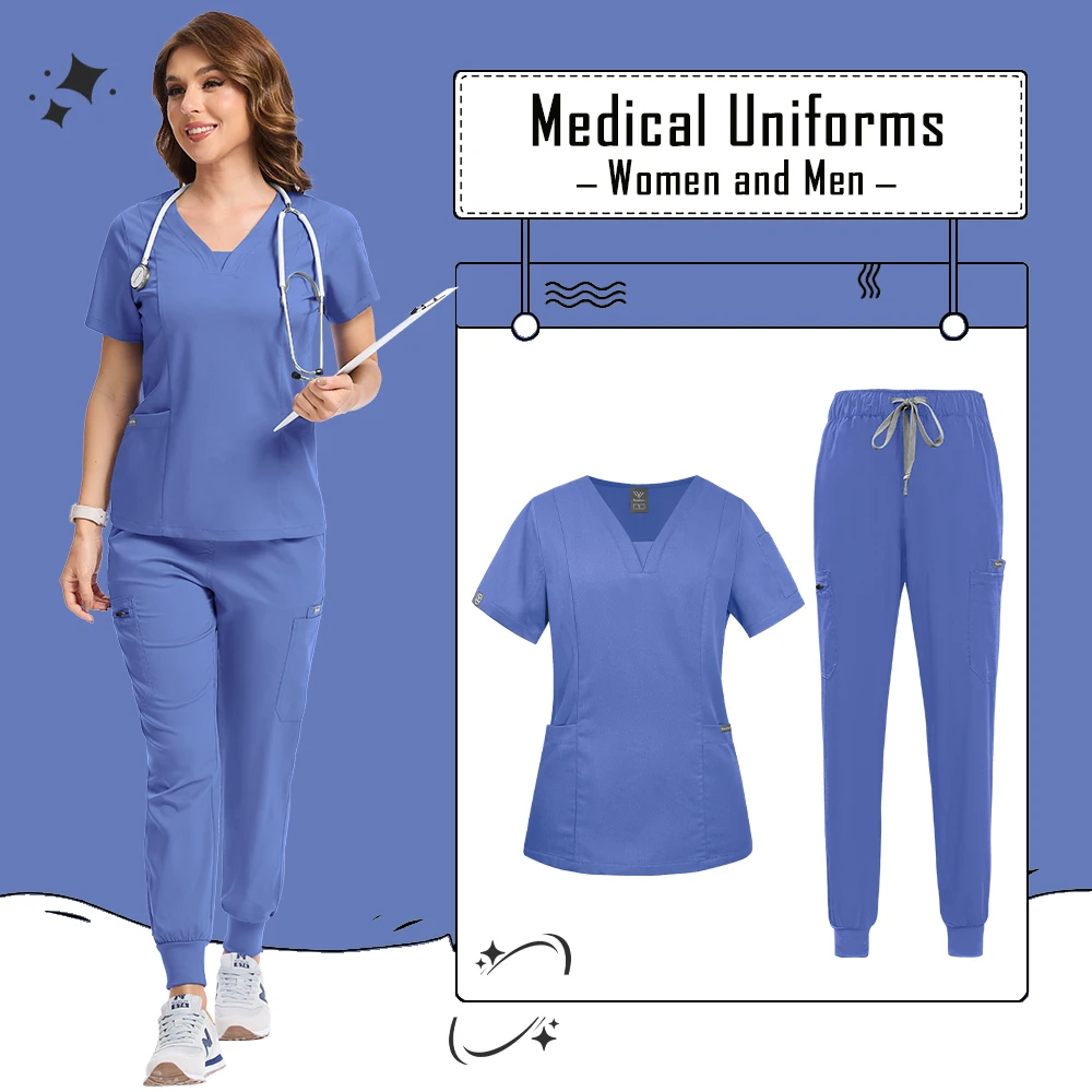 Uniformes médicos de alta calidad para mujer, conjunto de batas para clínica Dental, accesorios para enfermeras, traje de trabajo quirúrgico para médico, ropa de trabajo de belleza, verano