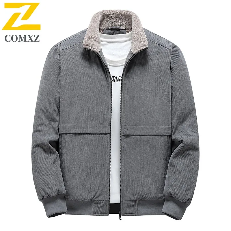 

COMXZ городская мужская стеганая куртка, универсальная теплая парка с воротником-стойкой для работы на открытом воздухе, повседневная удобная легкая зимняя одежда