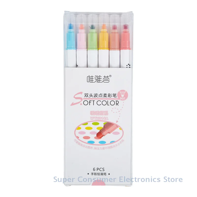 

Dot Painting Brush Set with 6 Dual Tip Fine Markers for Office and School Supplies