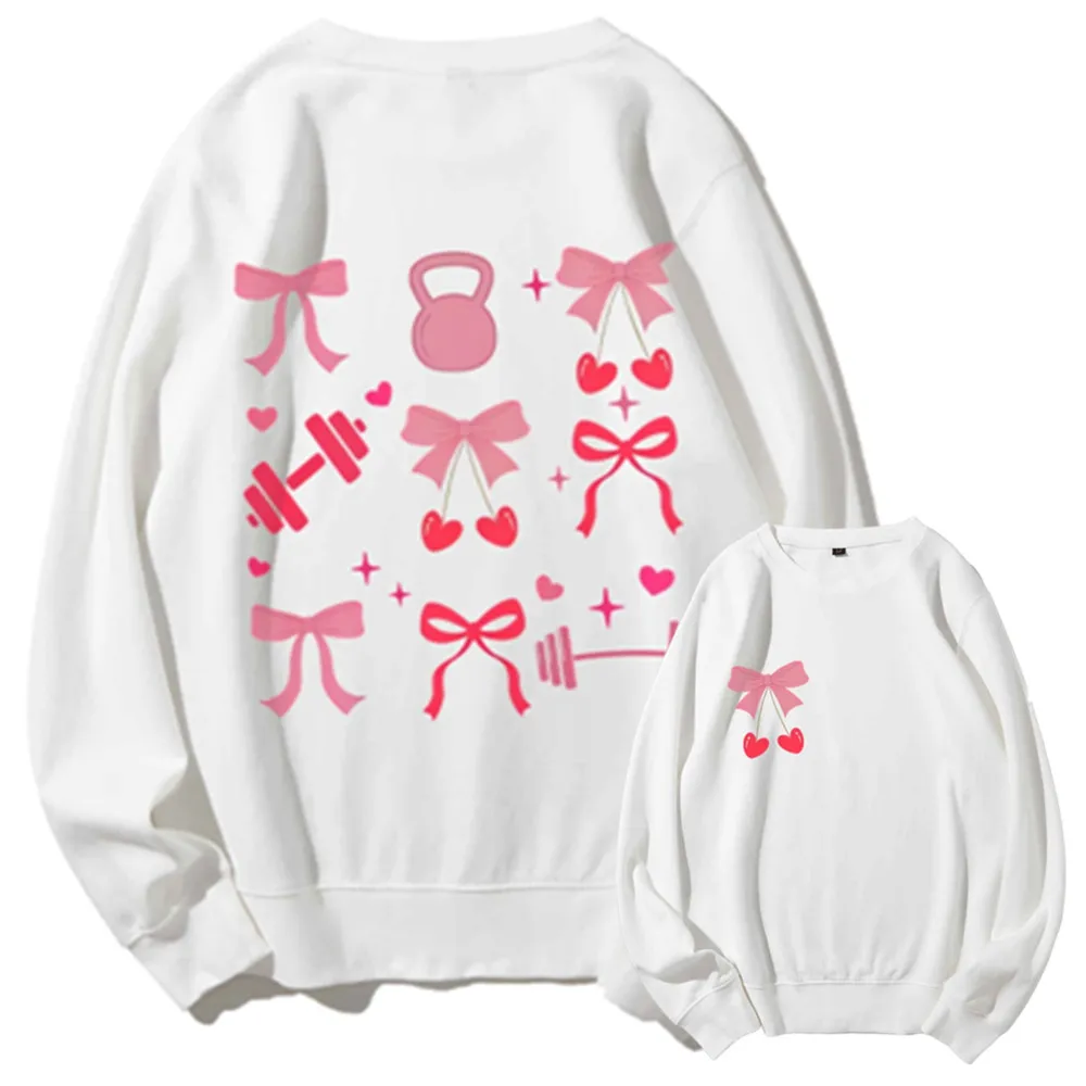 

Fleece Casual Women's Oversized Hoodies with Bow Print Long Sleeve Streetwear Aesthetic Sweatshirts Tops for a Hip Hop Look