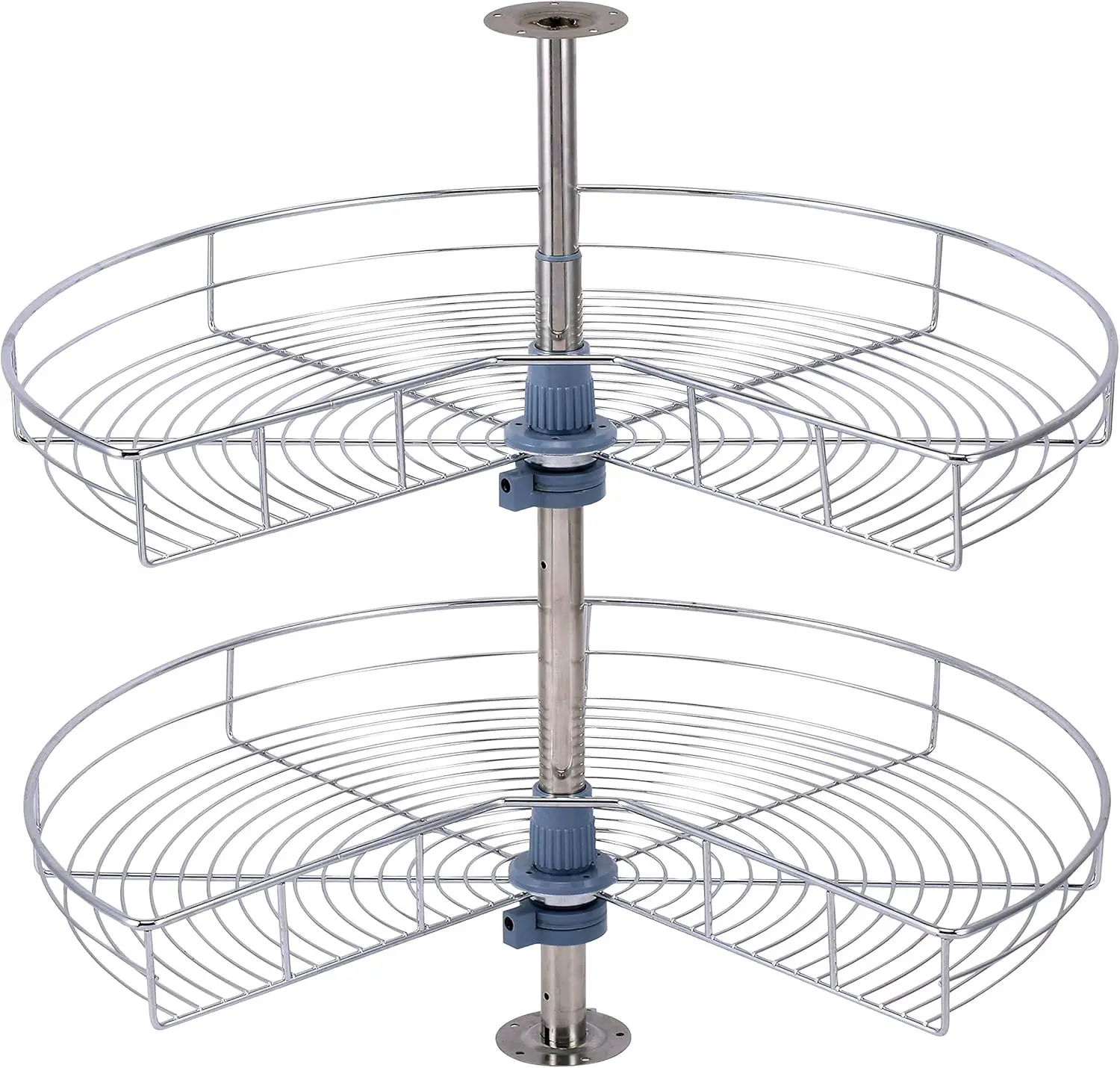 

28" Kidney Lazy Susan, 2 Shelves, Kitchen Base Corner Cabinet Organizer (Chrome 4001 270 28)