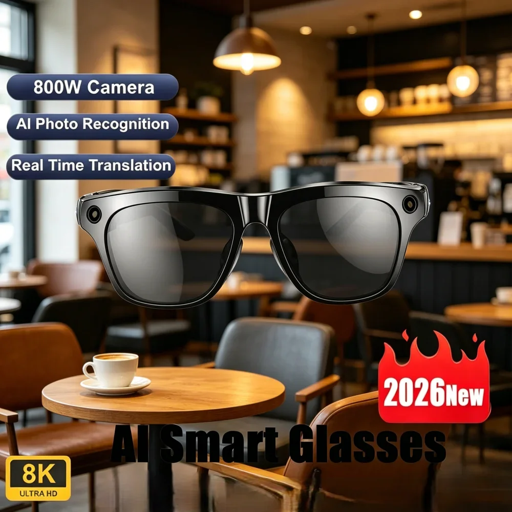 

8K HD Camera AI Smart Glasses, Bluetooth Calling with Voice Assistant Control, Premium Smart Eyewear for Men