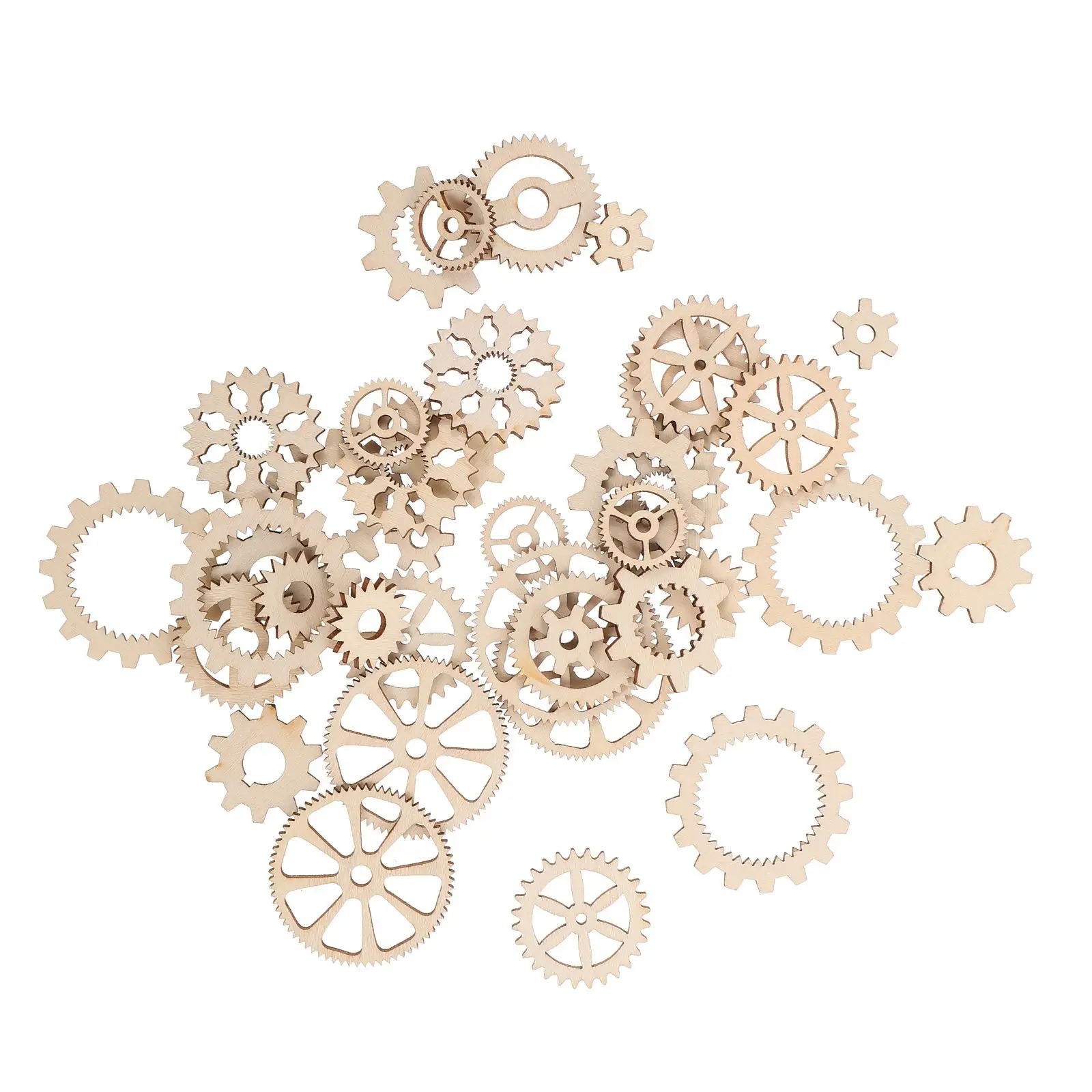

40 pcs Wooden Gear Puzzle Decorations Craft Embellishment Shapes Ornaments Board Child Christmas Tag Wall Hanging