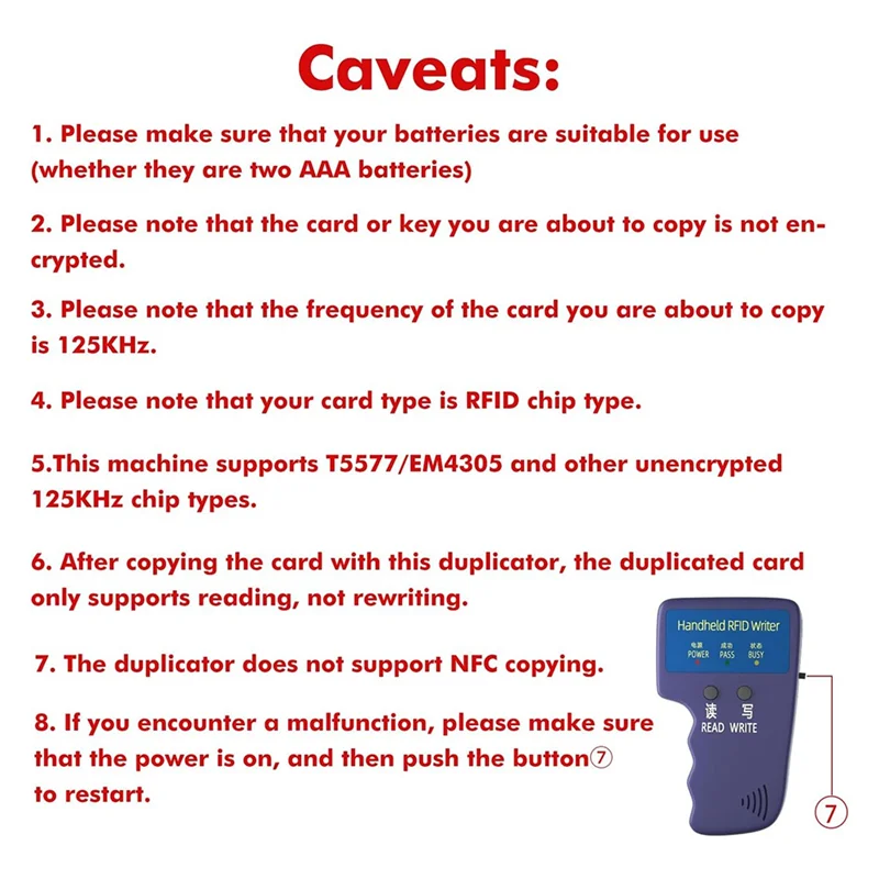 ABMF-ручной идентификационный копир 125 кГц RFID-считыватель, писатель, Дубликатор, ручной RFID-копировальный аппарат, используемый для T5577 или EM4305