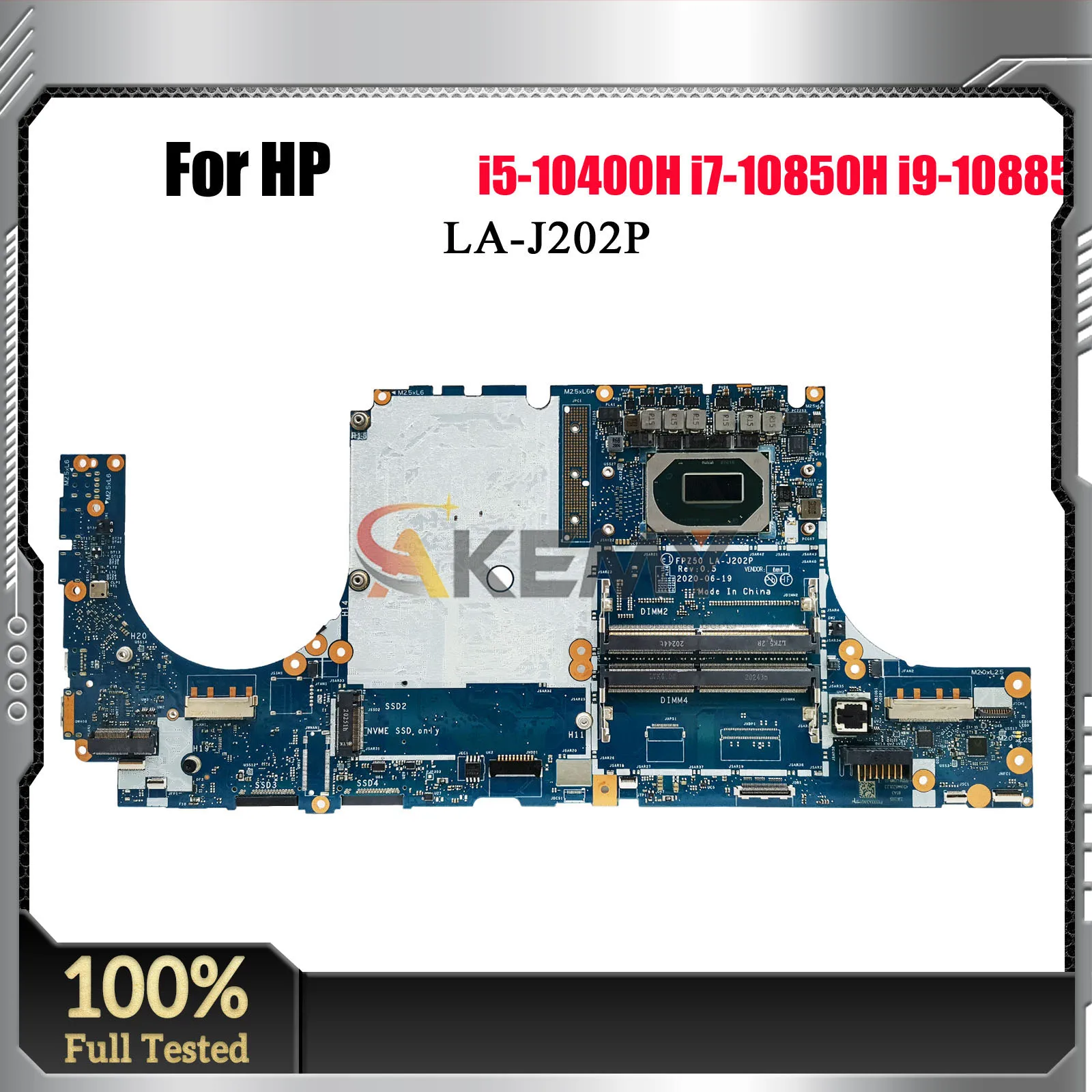 LA-J202P Laptop Mainboard For HP ZBook Fury 15 G7 Laptop Motherboard i5-10400H i7-10850H i9-10885H CPU UMA OK 100% Tested