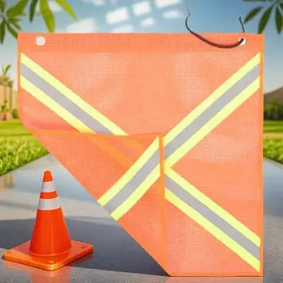 

18x18 Inch Reflective PVC Mesh Warning Flags Trailer Rear Safety Signal Flag Night Visibility Polyester Traffic Signs